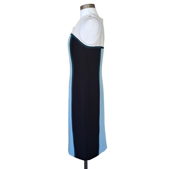 WHITE HOUSE BLACK MARKET Colorblock Sleeveless Sheath Dress Size Aqua Black - Picture 3 of 8